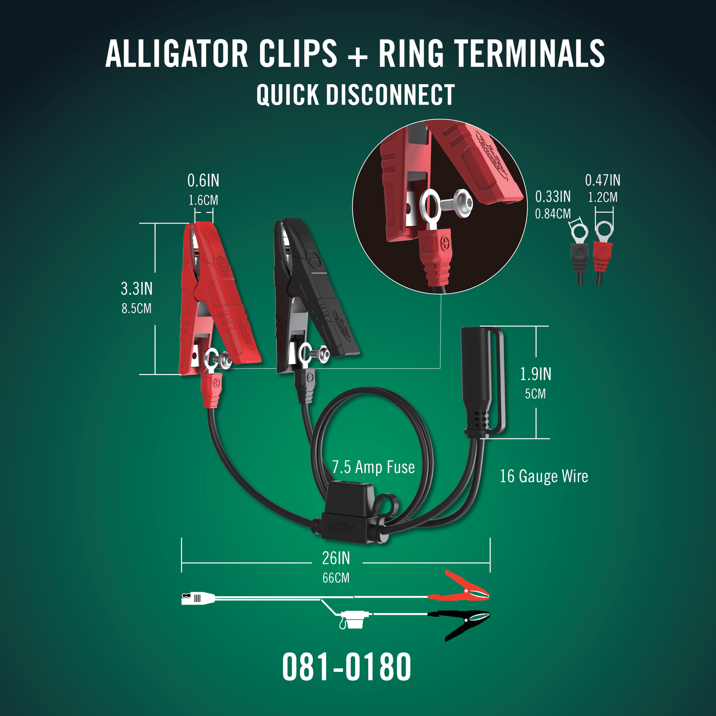 Battery Tender® Alligator Clip and Ring Terminal Combo with Quick Disconnect