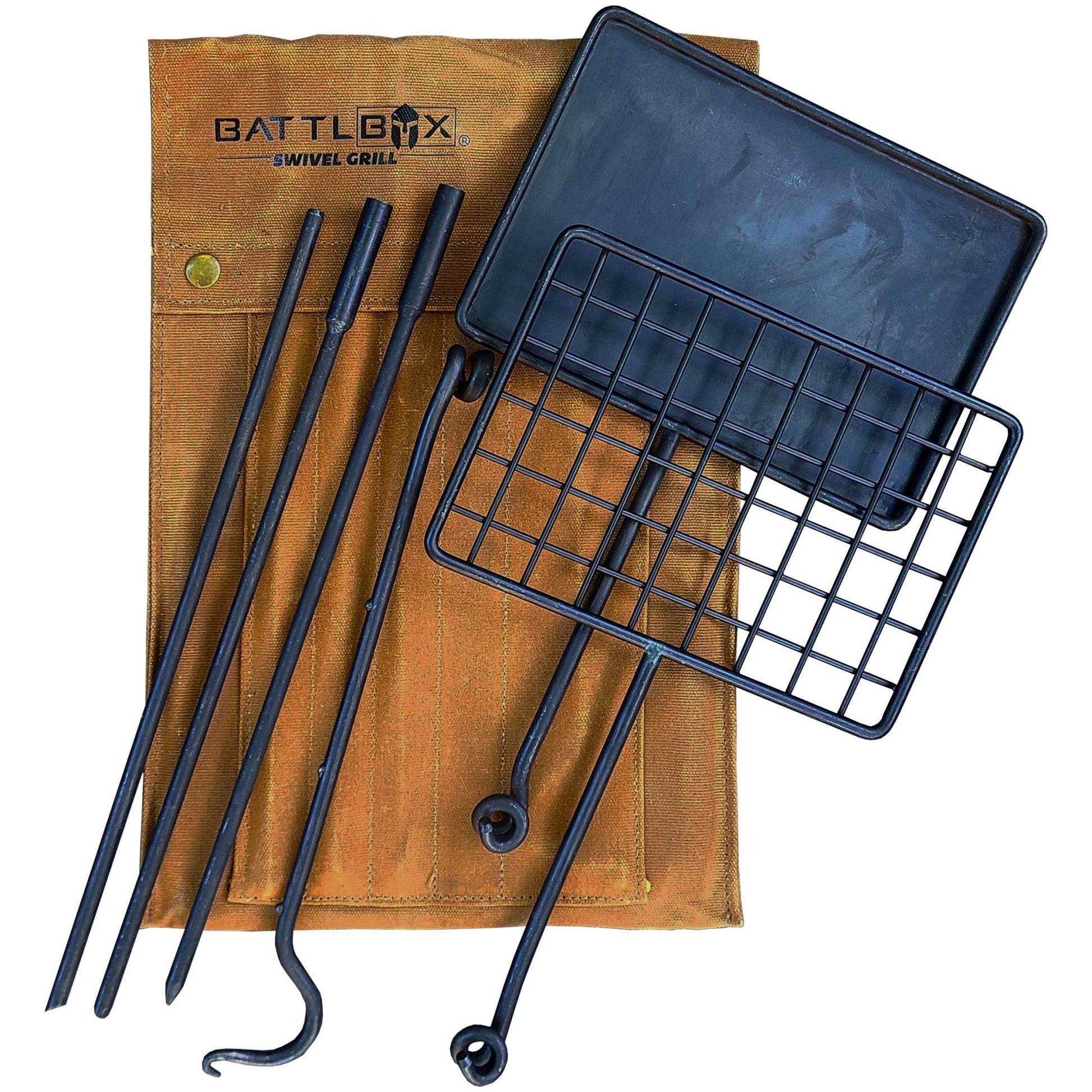 BattlBox Bushcraft Swivel Grill Set w/ Waxed Canvas Carrying Case - Angler's Pro Tackle & Outdoors