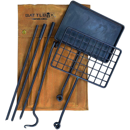 BattlBox Bushcraft Swivel Grill Set w/ Waxed Canvas Carrying Case - Angler's Pro Tackle & Outdoors