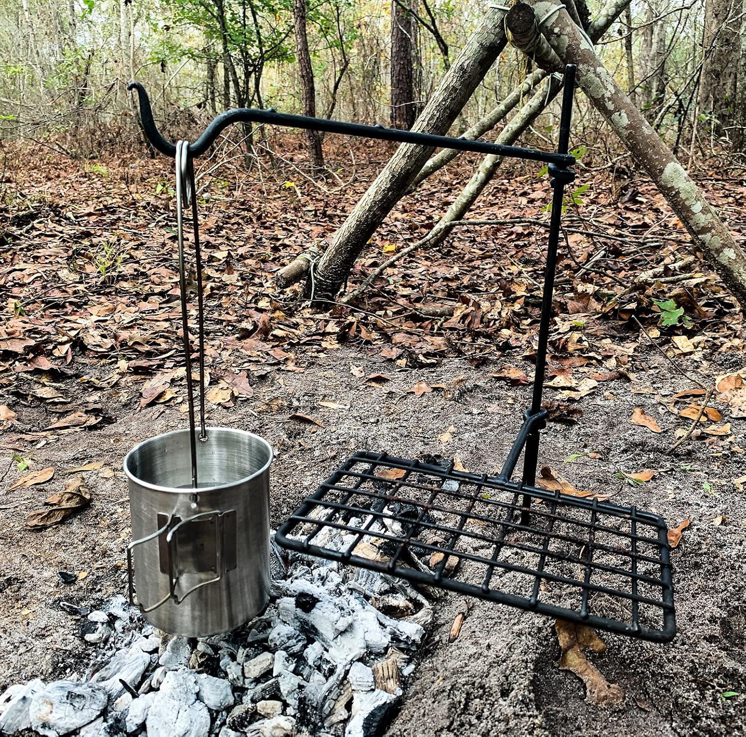 BattlBox Bushcraft Swivel Grill Set w/ Waxed Canvas Carrying Case - Angler's Pro Tackle & Outdoors