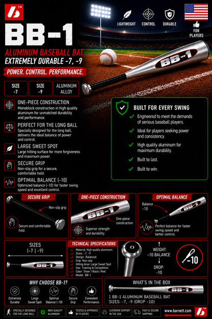 Barnett BB-1 Baseball bat in aluminium