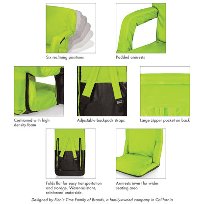 Picnic Time Ventura Portable Reclining Stadium Seat