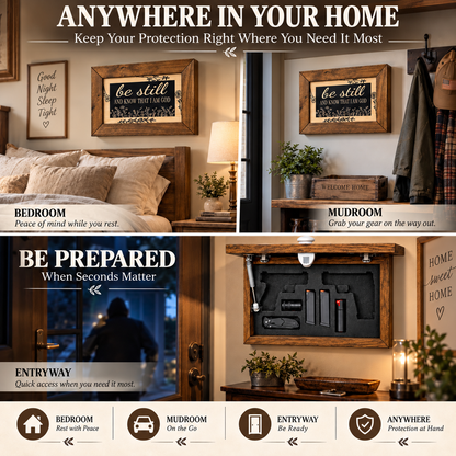 Bellewood Designs - Bible Verse Decorative & Secure Wall-Mounted Gun Cabinet
