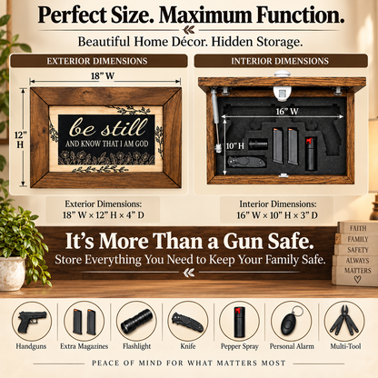 Bellewood Designs - Bible Verse Decorative & Secure Wall-Mounted Gun Cabinet