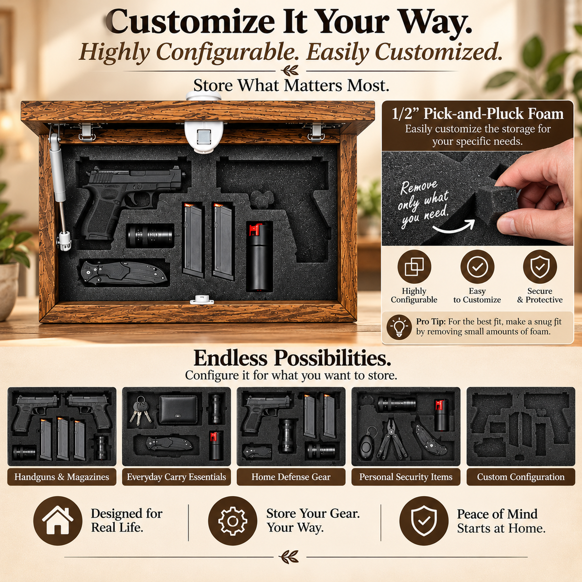 Bellewood Designs - Bible Verse Decorative & Secure Wall-Mounted Gun Cabinet