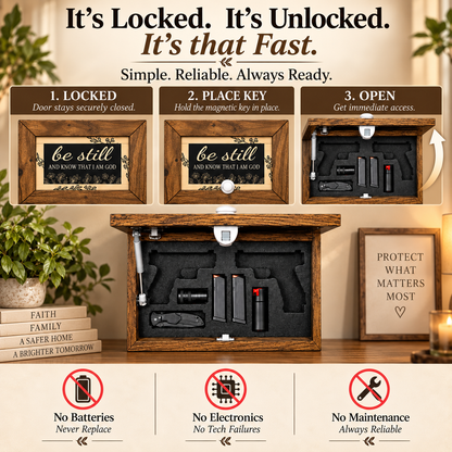 Bellewood Designs - Bible Verse Decorative & Secure Wall-Mounted Gun Cabinet