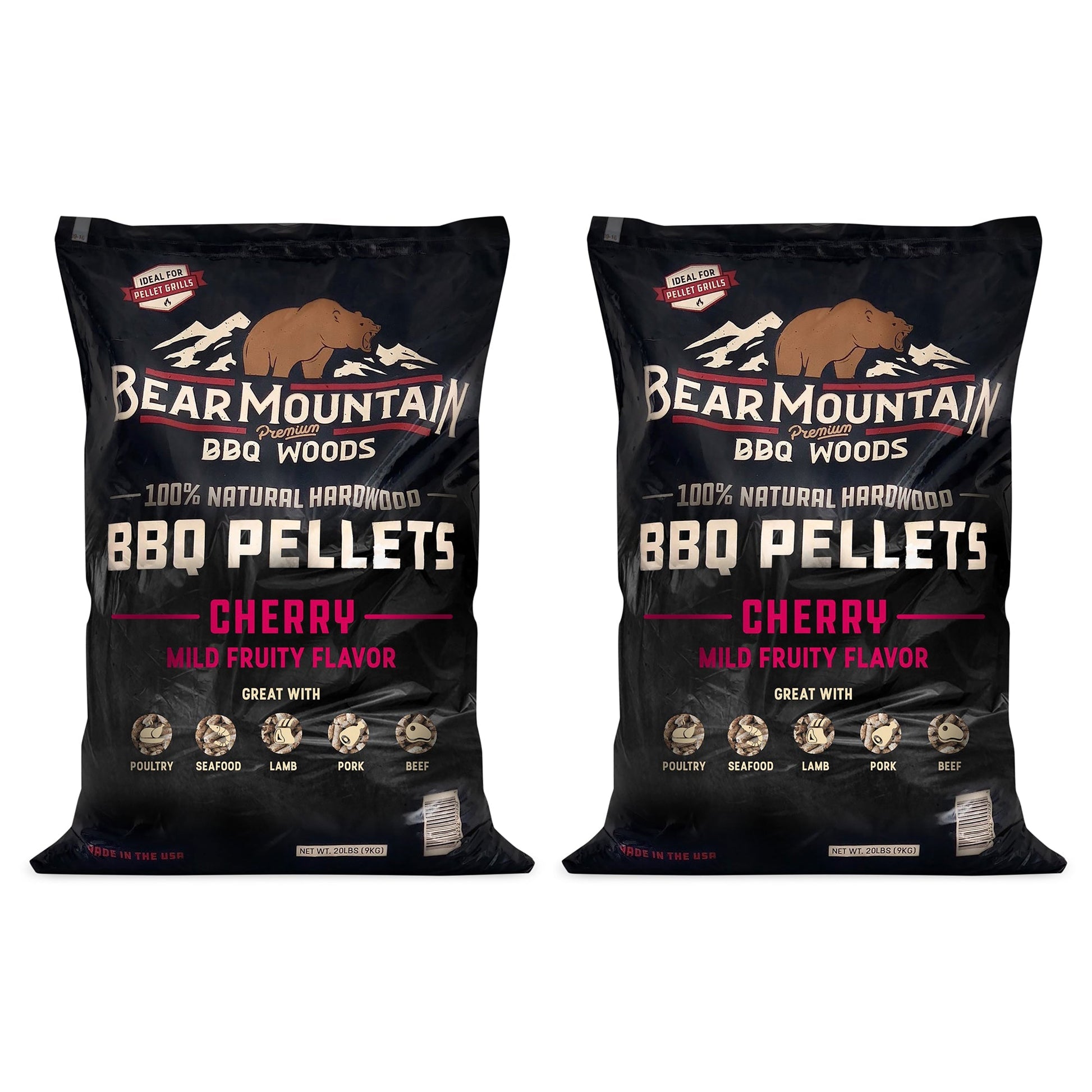 Bear Mountain BBQ All Natural Hardwood Cherry Smoker Pellets, 20 lbs (2 Pack) - Angler's Pro Tackle & Outdoors