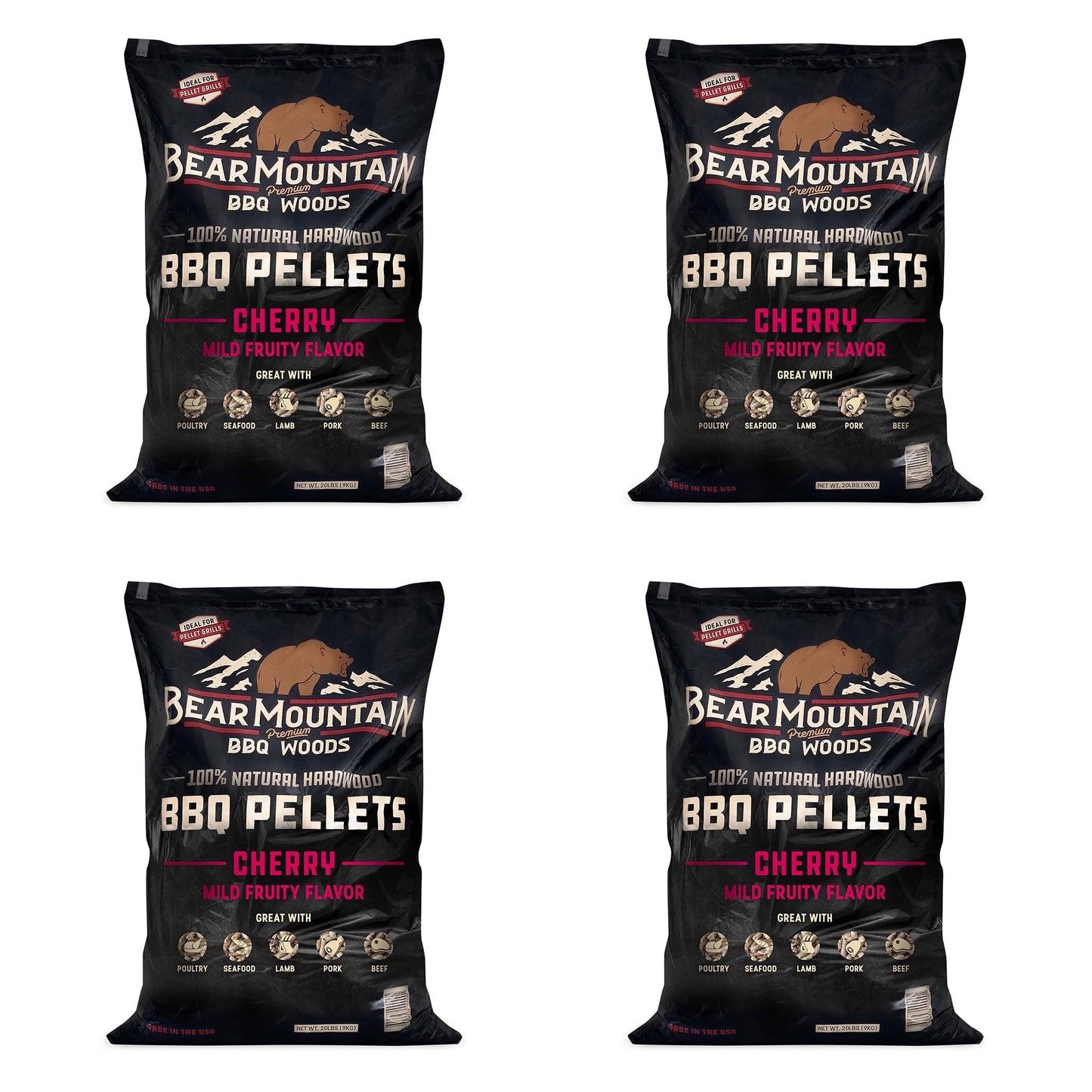 Bear Mountain BBQ All Natural Hardwood Cherry Smoker Pellets, 20 lbs (4 Pack) - Angler's Pro Tackle & Outdoors