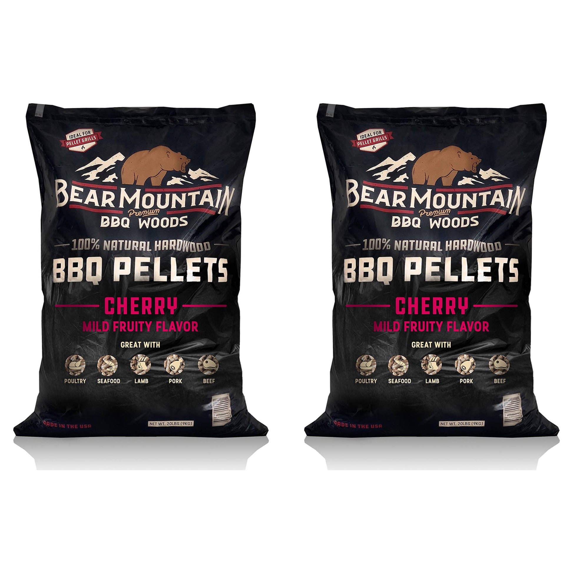 Bear Mountain BBQ All Natural Hardwood Cherry Smoker Pellets, 40 Pounds (2 Pack) - Angler's Pro Tackle & Outdoors