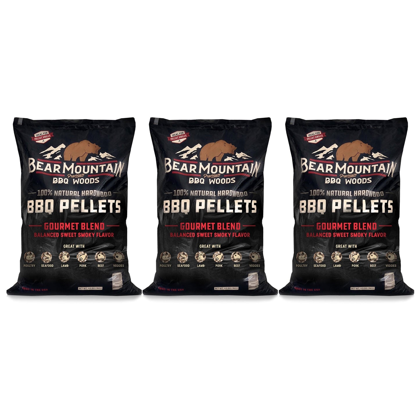 Bear Mountain BBQ All - Natural Hardwood Gourmet Smoker Pellets, 40 lbs (3 Pack) - Angler's Pro Tackle & Outdoors