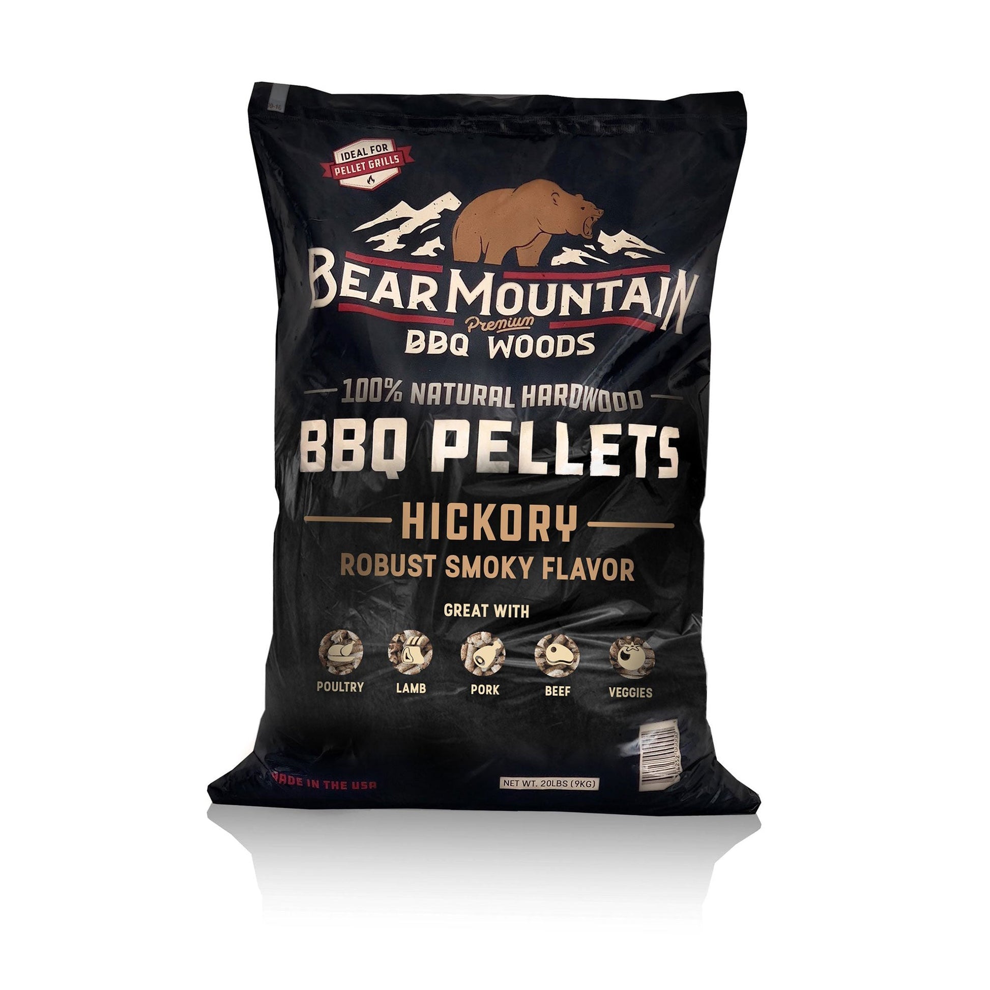 Bear Mountain BBQ All - Natural Hardwood Hickory Smoker Pellets, 20 Lb (2 Pack) - Angler's Pro Tackle & Outdoors