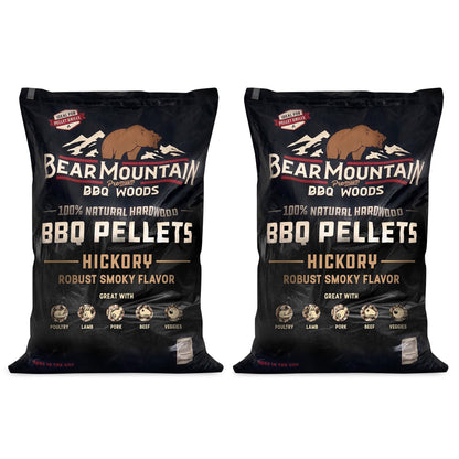 Bear Mountain BBQ All - Natural Hardwood Hickory Smoker Pellets, 20 Lb (2 Pack) - Angler's Pro Tackle & Outdoors