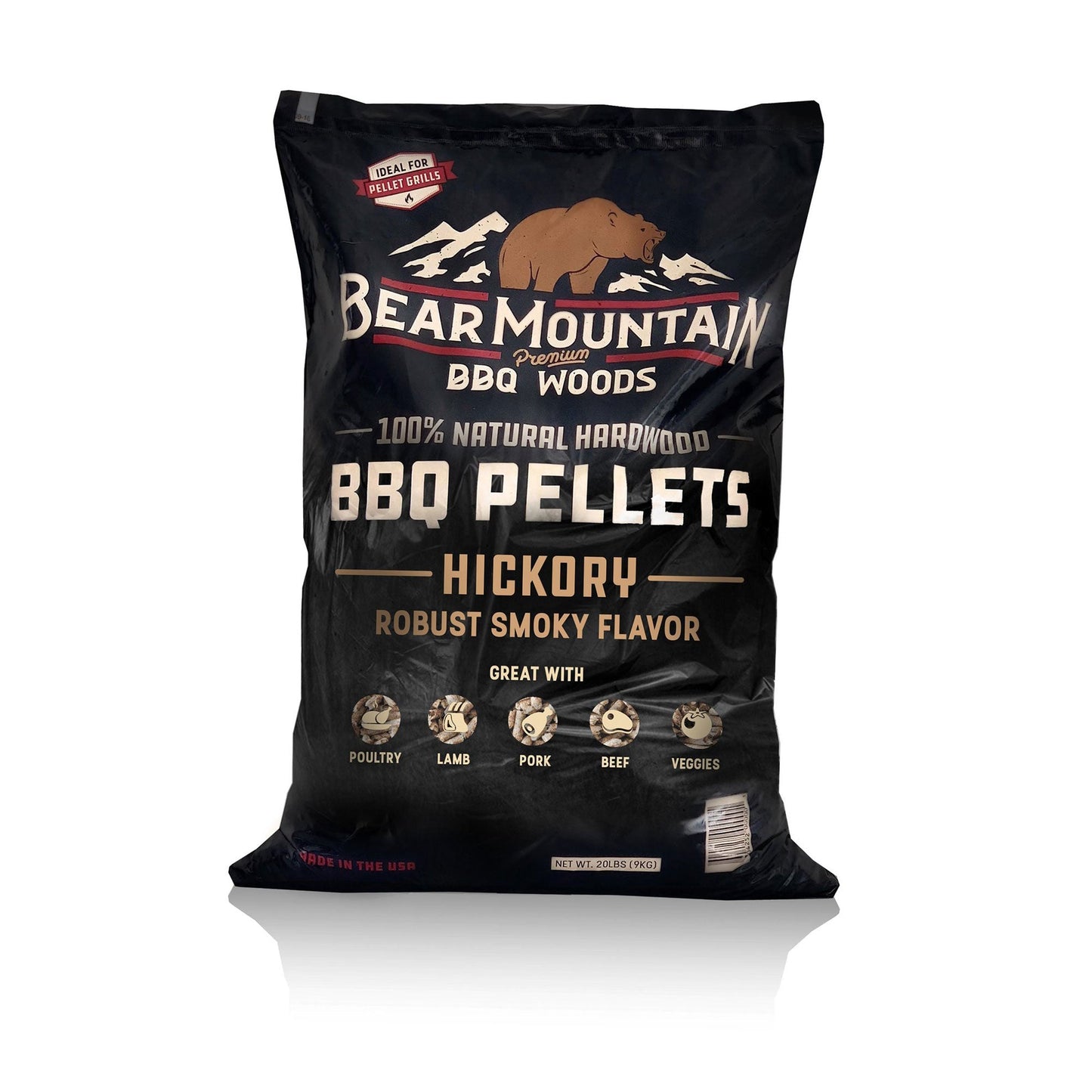 Bear Mountain BBQ All - Natural Hardwood Hickory Smoker Pellets, 20 Lb (3 Pack) - Angler's Pro Tackle & Outdoors