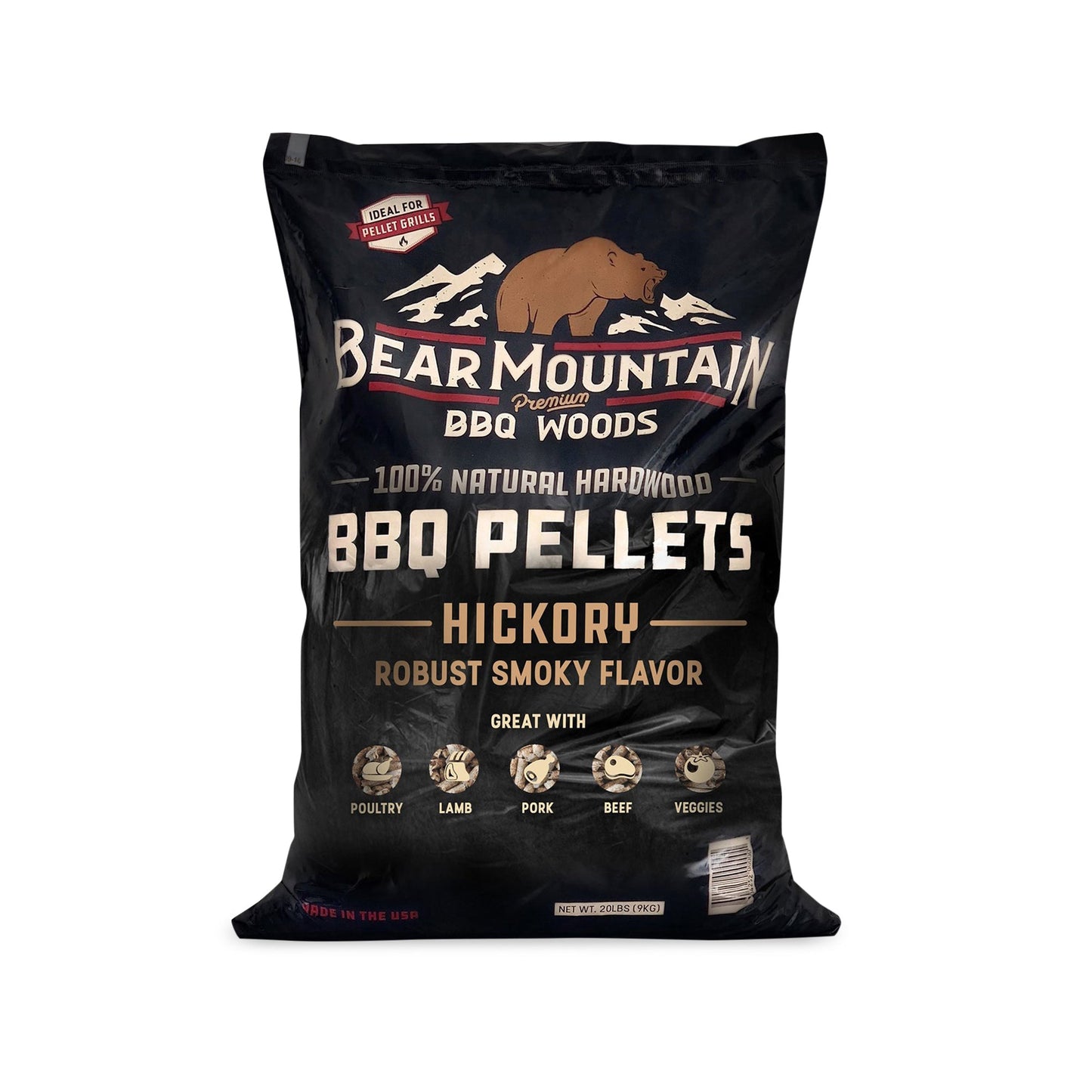 Bear Mountain BBQ All - Natural Hardwood Hickory Smoker Pellets, 40 Lb (3 Pack) - Angler's Pro Tackle & Outdoors