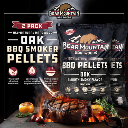 Bear Mountain BBQ All Natural Hardwood Oak BBQ Smoker Pellets, 20 lbs (2 Pack) - Angler's Pro Tackle & Outdoors