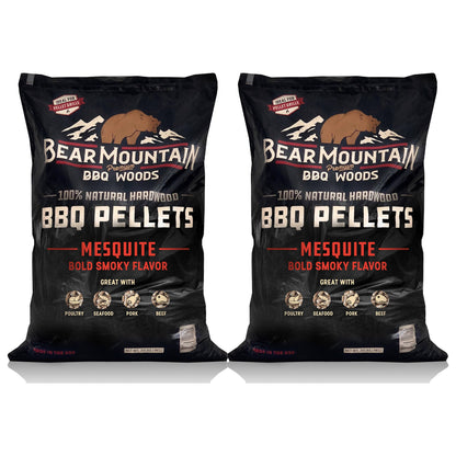 Bear Mountain BBQ All Natural Wood Mesquite Smoker Pellets, 40 Pounds (2 Pack) - Angler's Pro Tackle & Outdoors