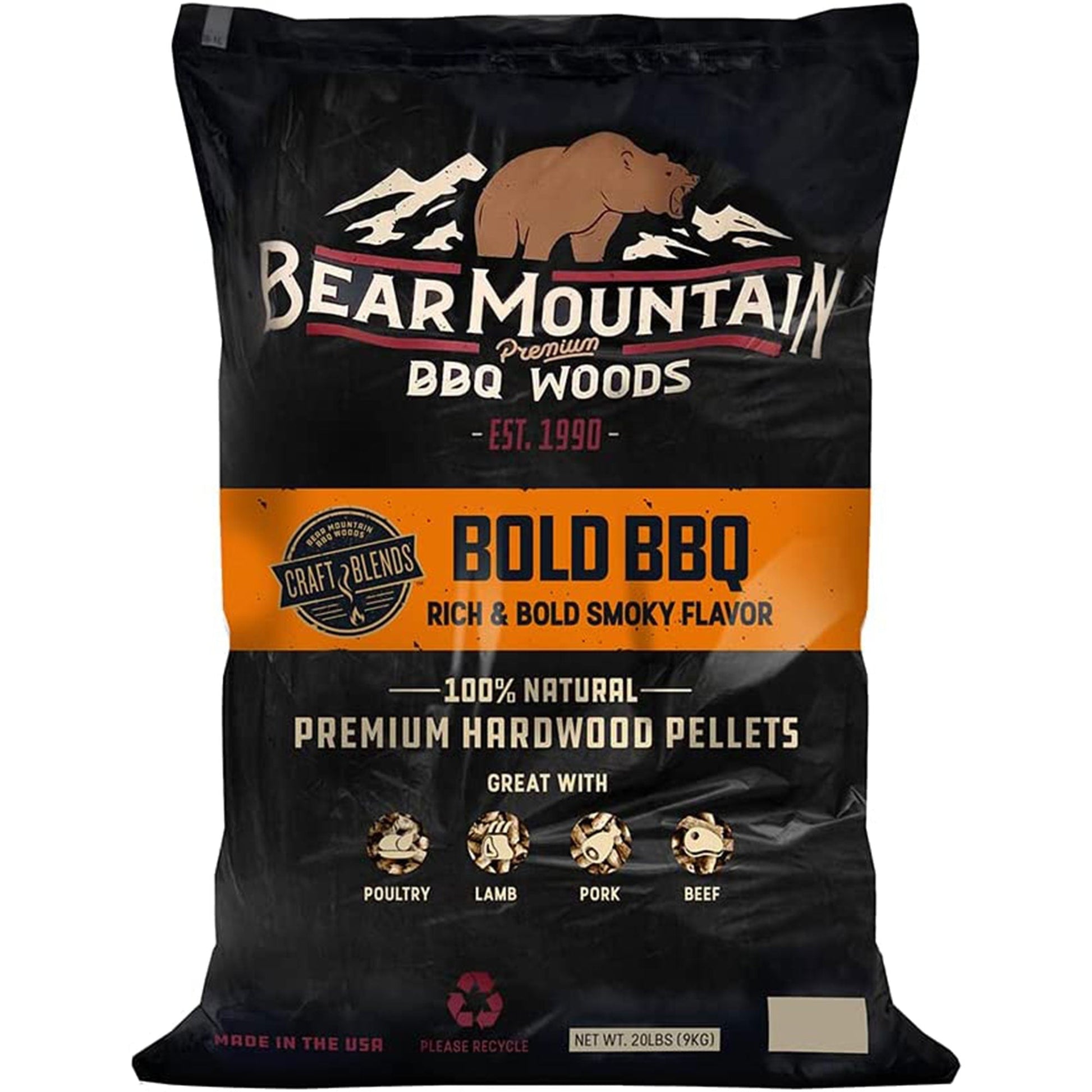 Bear Mountain BBQ Hardwood Bold Craft Blends Grill Smoker Pellets, 20 Pounds - Angler's Pro Tackle & Outdoors