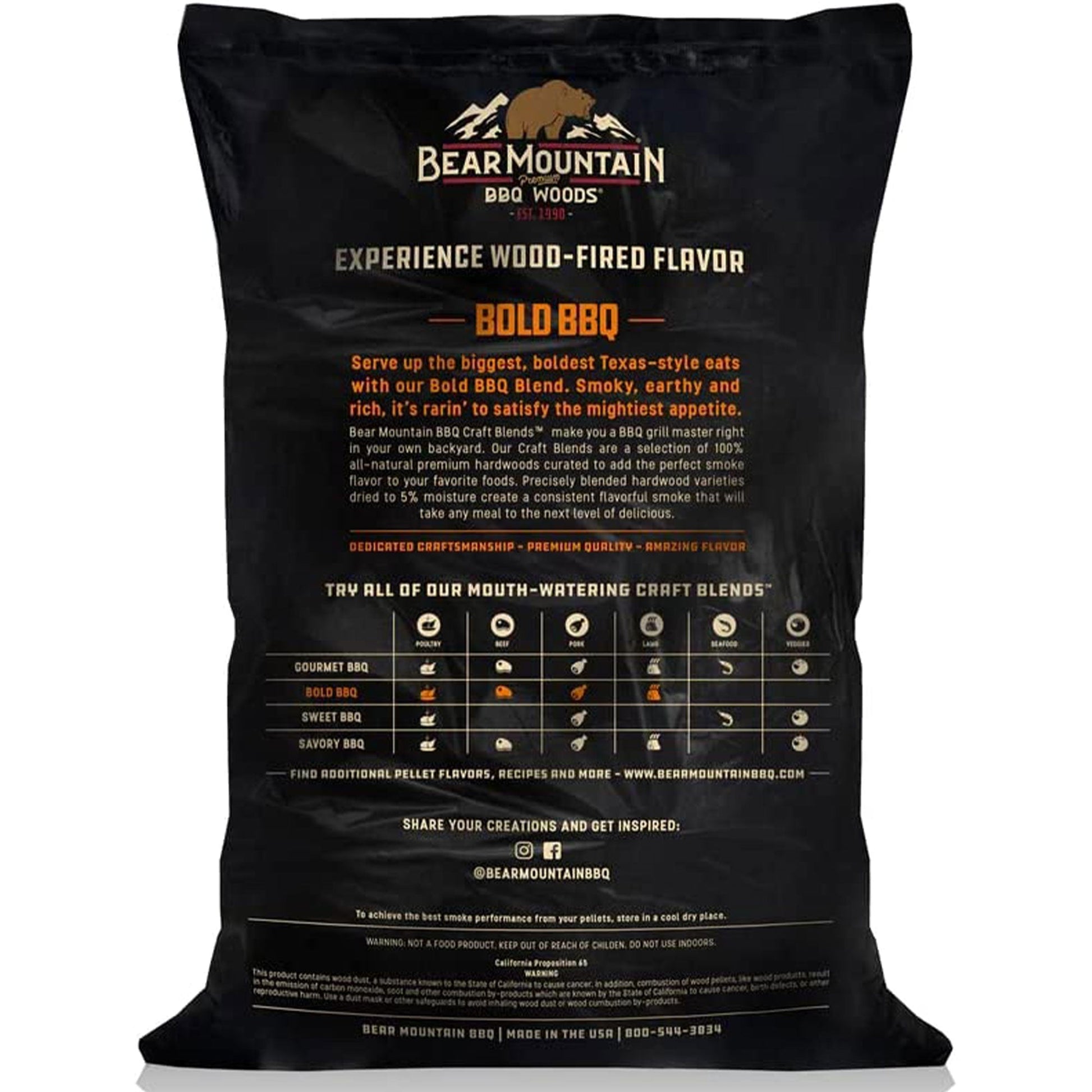 Bear Mountain BBQ Hardwood Bold Craft Blends Grill Smoker Pellets, 20 Pounds - Angler's Pro Tackle & Outdoors