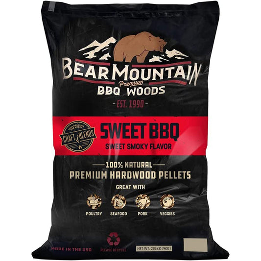 Bear Mountain BBQ Hardwood Sweet Craft Blends Grill Smoker Pellets, 20 Pounds - Angler's Pro Tackle & Outdoors