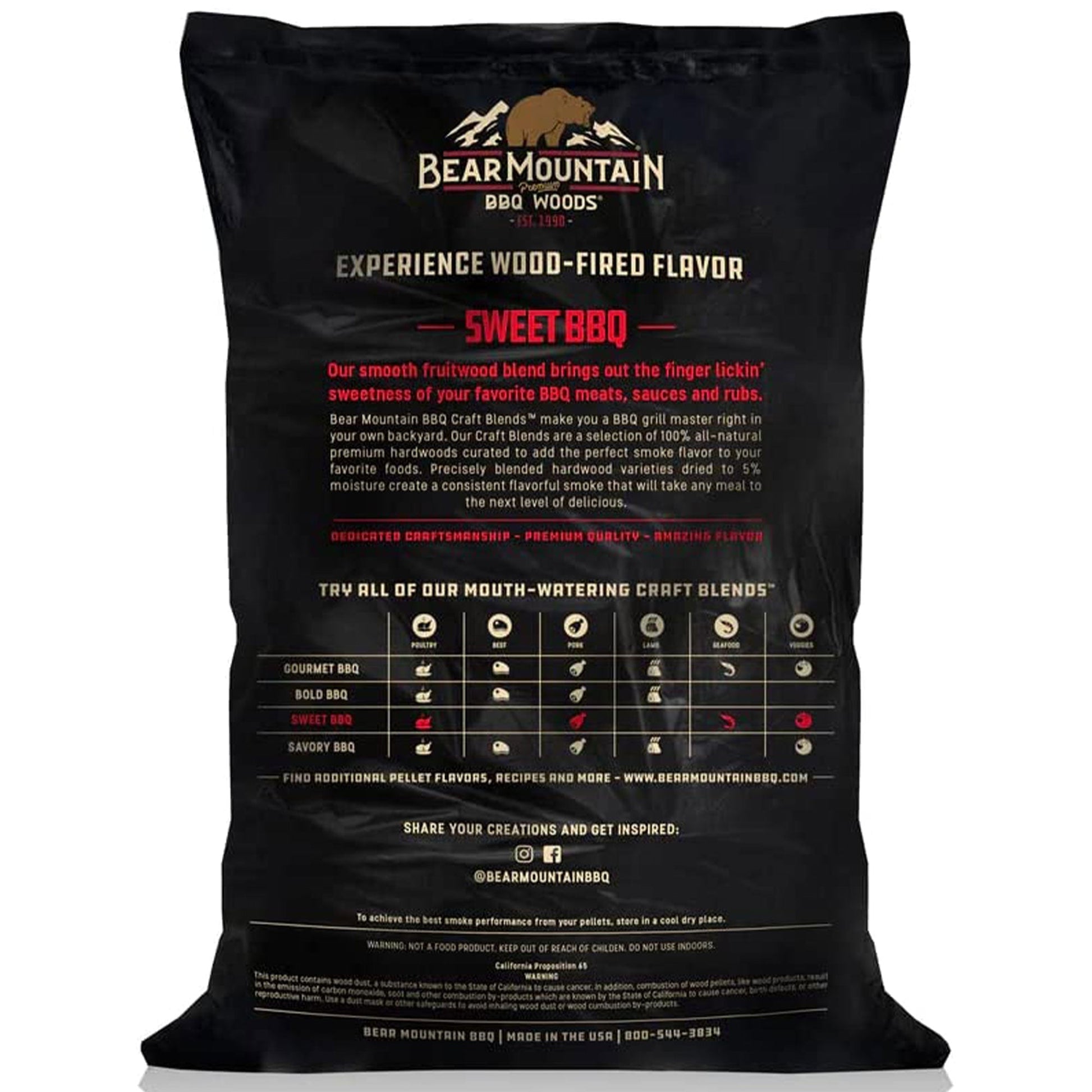 Bear Mountain BBQ Hardwood Sweet Craft Blends Grill Smoker Pellets, 20 Pounds - Angler's Pro Tackle & Outdoors