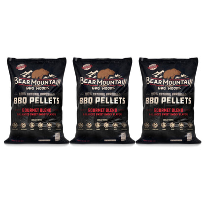 Bear Mountain BBQ Natural Hardwood Gourmet Blend Smoker Pellets, 20 lbs (3 Pack) - Angler's Pro Tackle & Outdoors