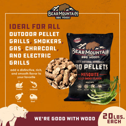 Bear Mountain BBQ 20 Pound Premium All Natural Hardwood Mesquite Smoker Pellets