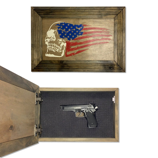 Bellewood Designs - Gun Cabinet with Skull & American Flag Design