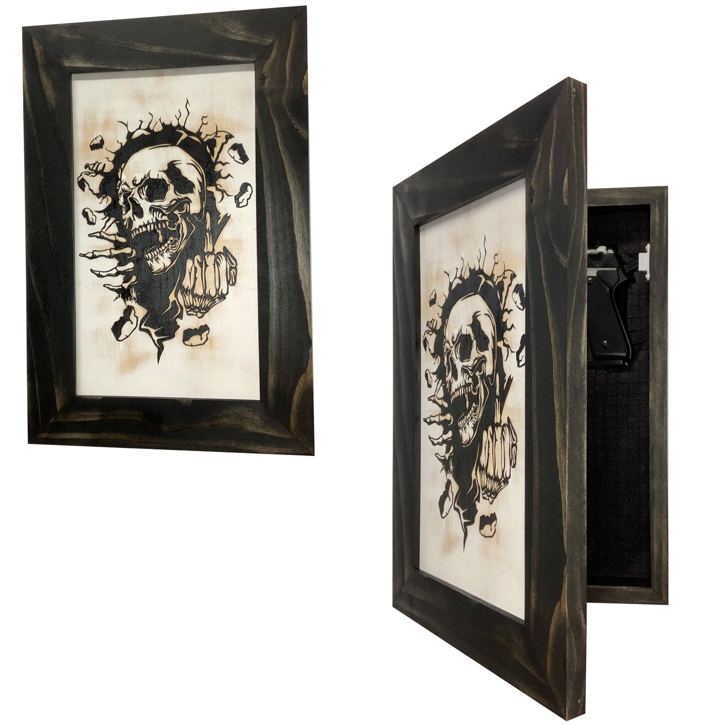 Bellewood Designs - Gothic Skull Giving Middle Finger Decorative Gun Cabinet
