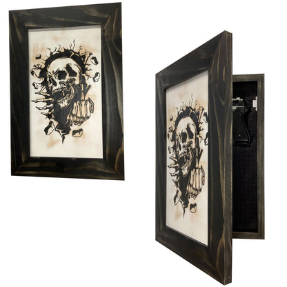 Bellewood Designs - Gothic Skull Giving Middle Finger Decorative Gun Cabinet