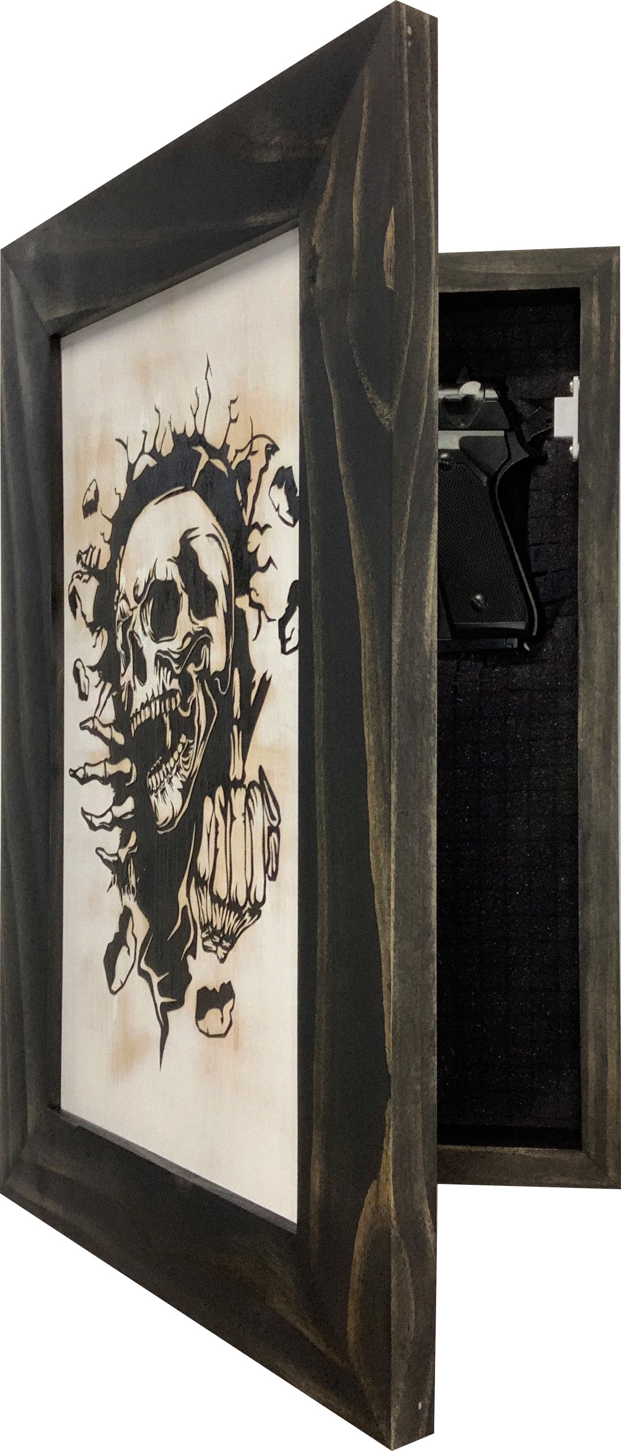 Bellewood Designs - Gothic Skull Giving Middle Finger Decorative Gun Cabinet
