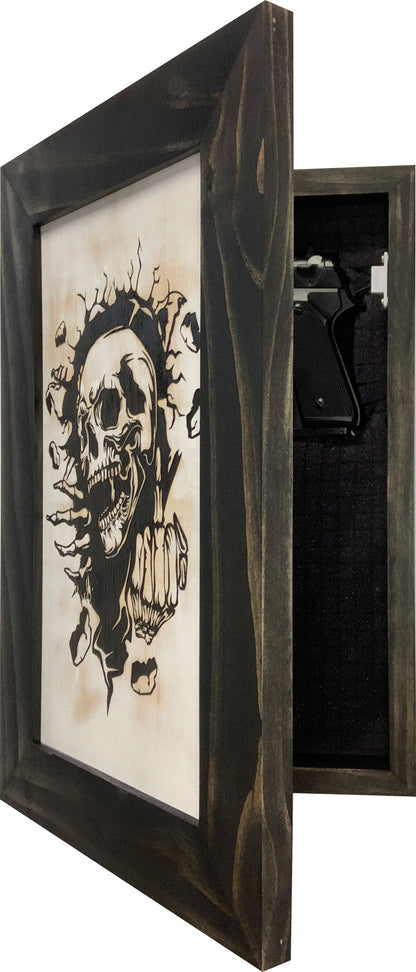 Bellewood Designs - Gothic Skull Giving Middle Finger Decorative Gun Cabinet