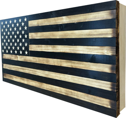 Bellewood Designs - Large American Flag Hidden Gun Storage Cabinet (Black) - Angler's Pro Tackle & Outdoors