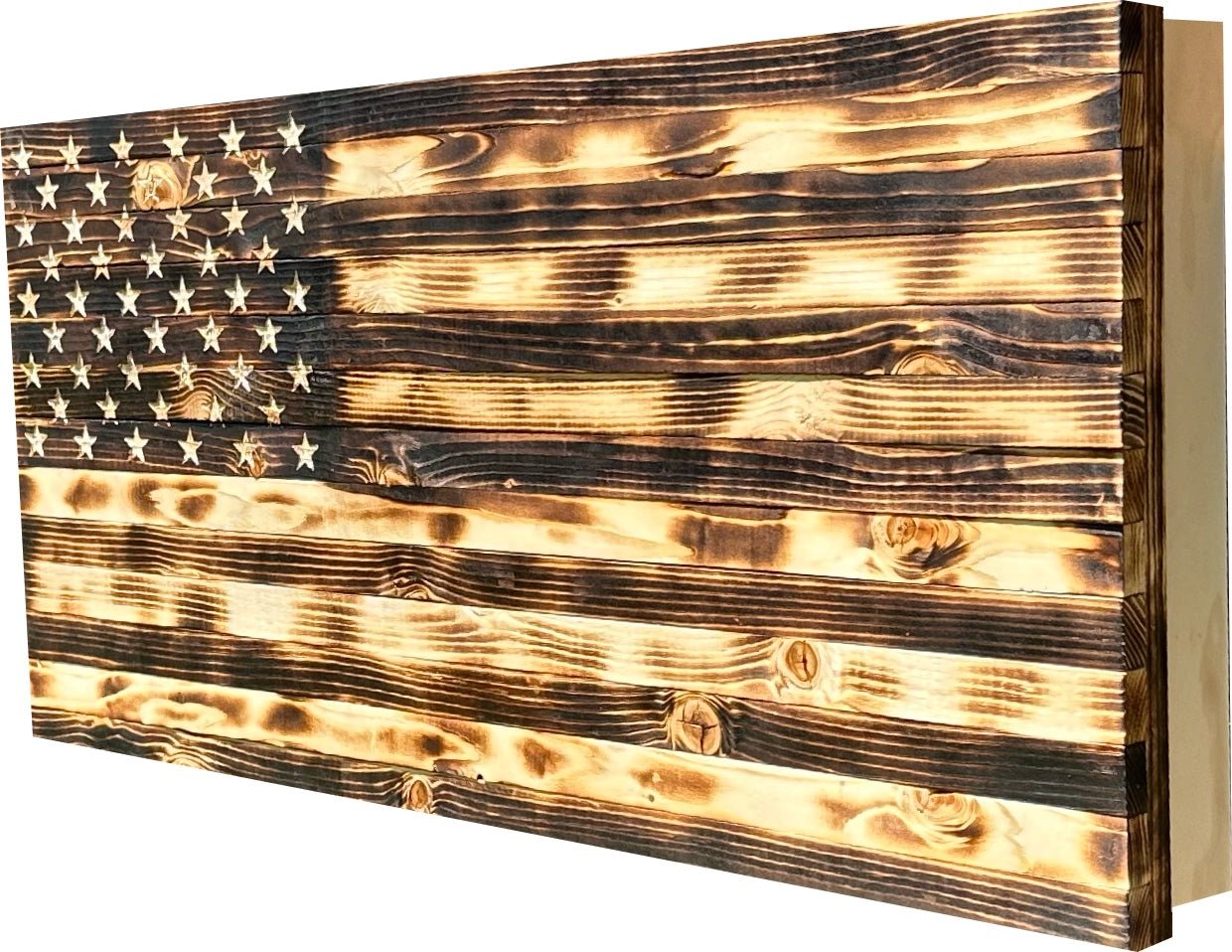 Bellewood Designs - Large Burnt American Flag Hidden Gun Storage Cabinet (Burnt) - Angler's Pro Tackle & Outdoors