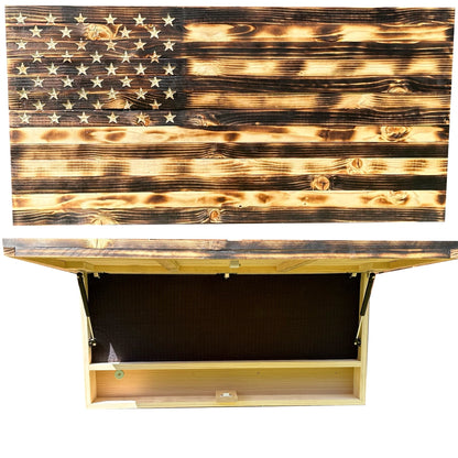 Bellewood Designs - Large Burnt American Flag Hidden Gun Storage Cabinet (Burnt) - Angler's Pro Tackle & Outdoors