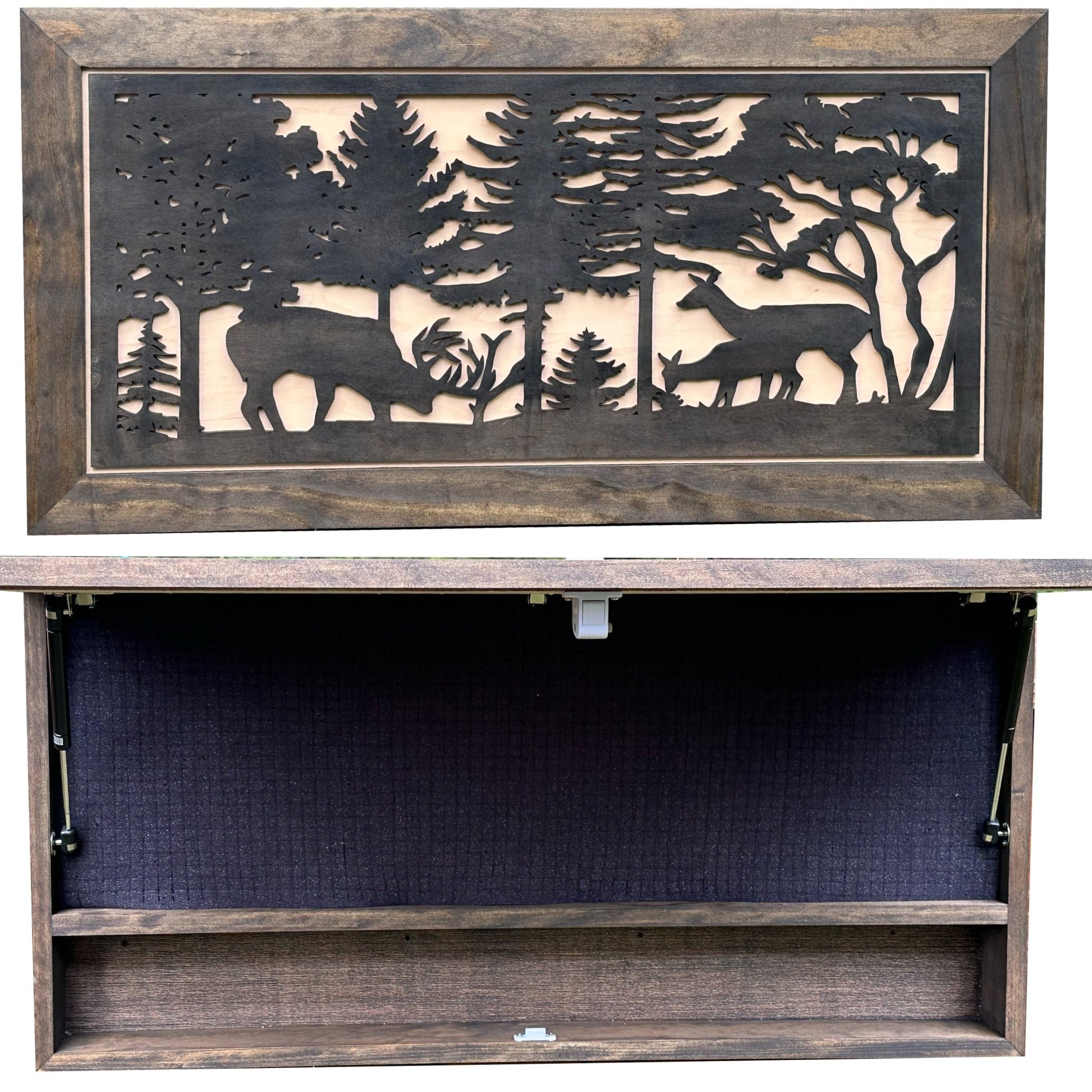 Bellewood Designs - Large Hidden Gun Storage Cabinet Deer Scene Wall Decor - Angler's Pro Tackle & Outdoors