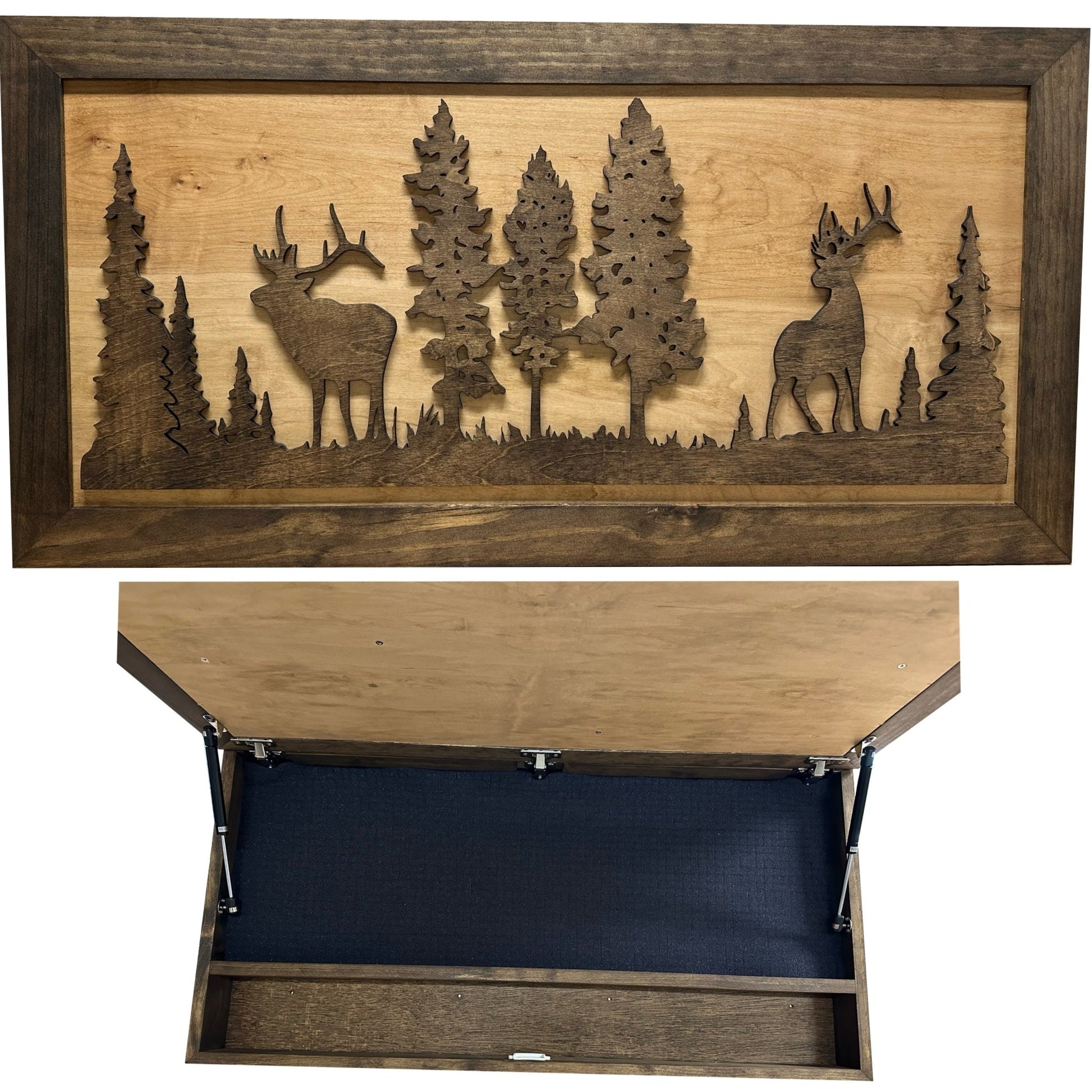 Bellewood Designs - Large Hidden Gun Storage Cabinet Wall Decor - Deer and Moose In The Woods Scene - Angler's Pro Tackle & Outdoors