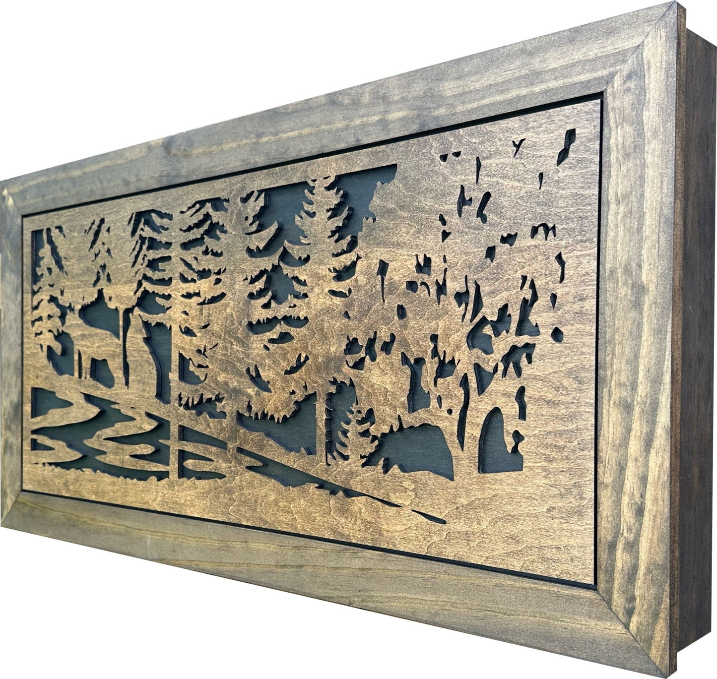 Bellewood Designs - Large Hidden Gun Storage Cabinet Wolf Scene Wall Decor - Wolves In The Woods - Angler's Pro Tackle & Outdoors