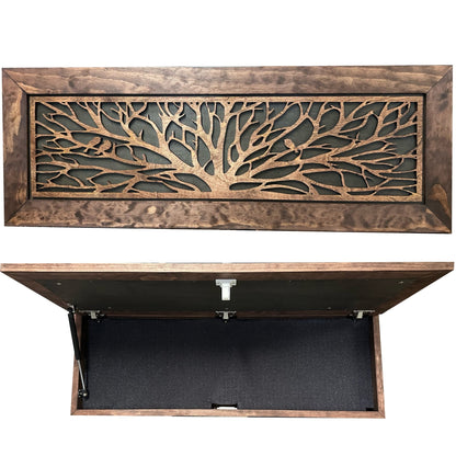 Bellewood Designs - Large Wood Hidden Gun Cabinet Birds In A Tree Wall Decoration - Hidden Gun Safe To Securely Store Your Gun In Plain Sight - Angler's Pro Tackle & Outdoors