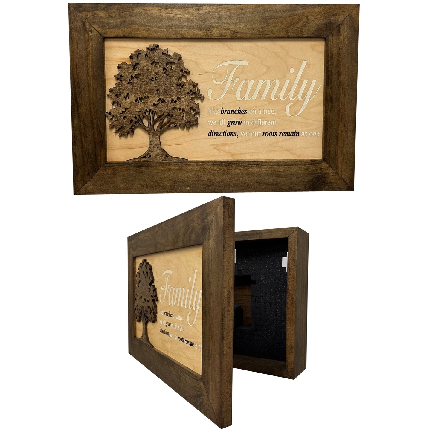 Bellewood Designs - Secured Gun Storage Cabinet with Family Branches (Dark Walnut) - Angler's Pro Tackle & Outdoors