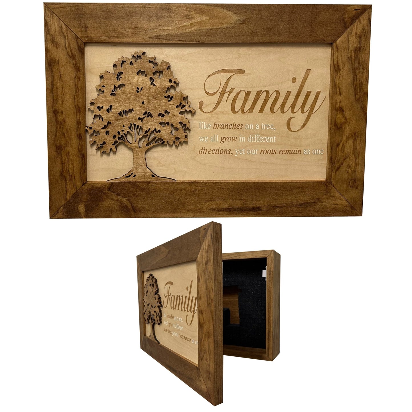 Bellewood Designs - Secured Gun Storage Cabinet with Family Branches (Early American) - Angler's Pro Tackle & Outdoors