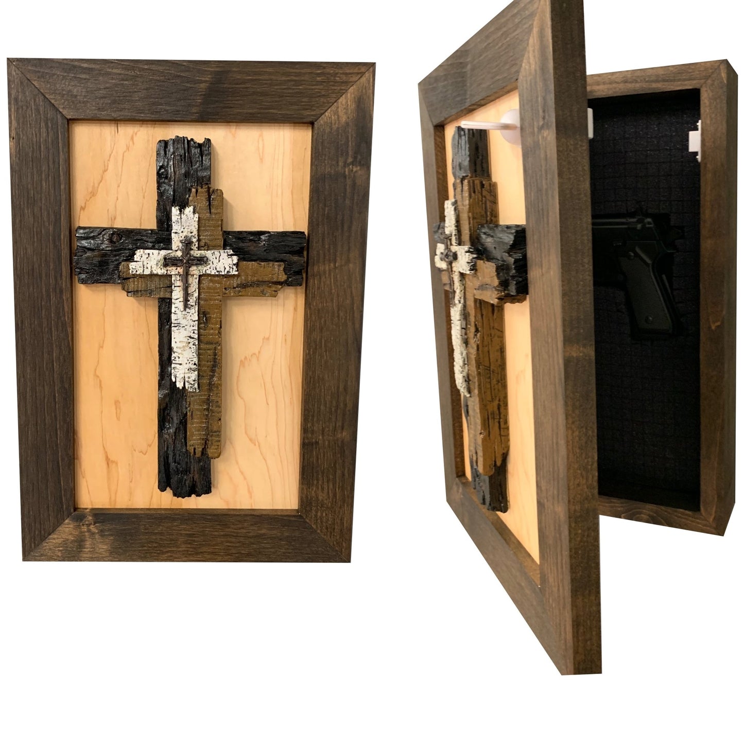 Bellewood Designs - Three Layered Cross Decorative Wall - Mounted Secure Gun Cabinet - Angler's Pro Tackle & Outdoors