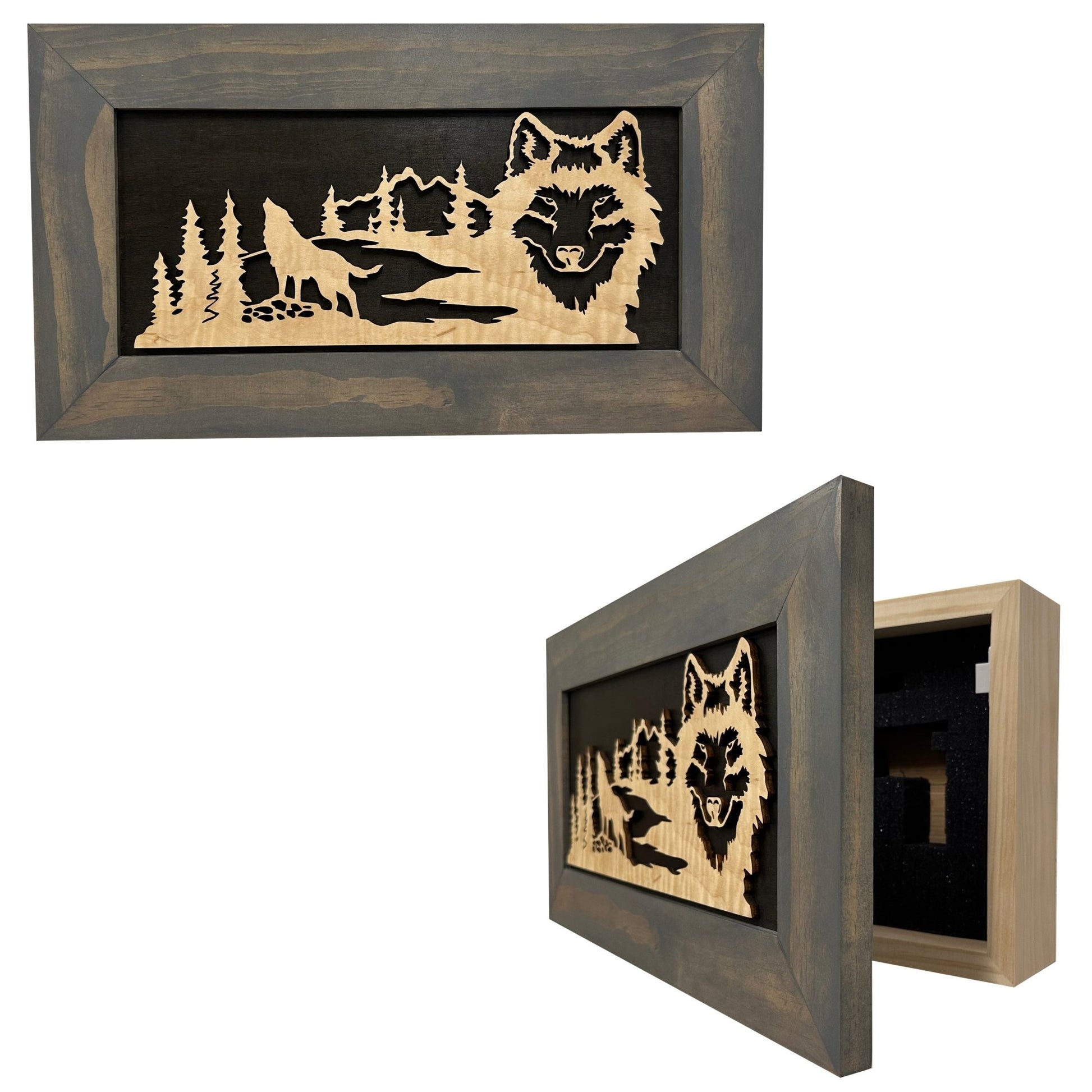 Bellewood Designs - Wall - Mounted Gun Cabinet Wolf Scenery Wall Decoration - Gun Safe To Securely Store Your Gun In Plain Sight - Angler's Pro Tackle & Outdoors