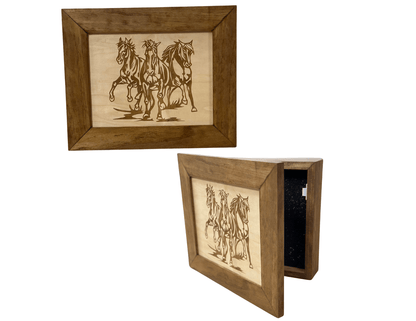 Bellewood Designs - Wild Horses Gun Safe - Recessed In Wall or Wall Mounted Decorative Secure Gun Cabinet - Angler's Pro Tackle & Outdoors