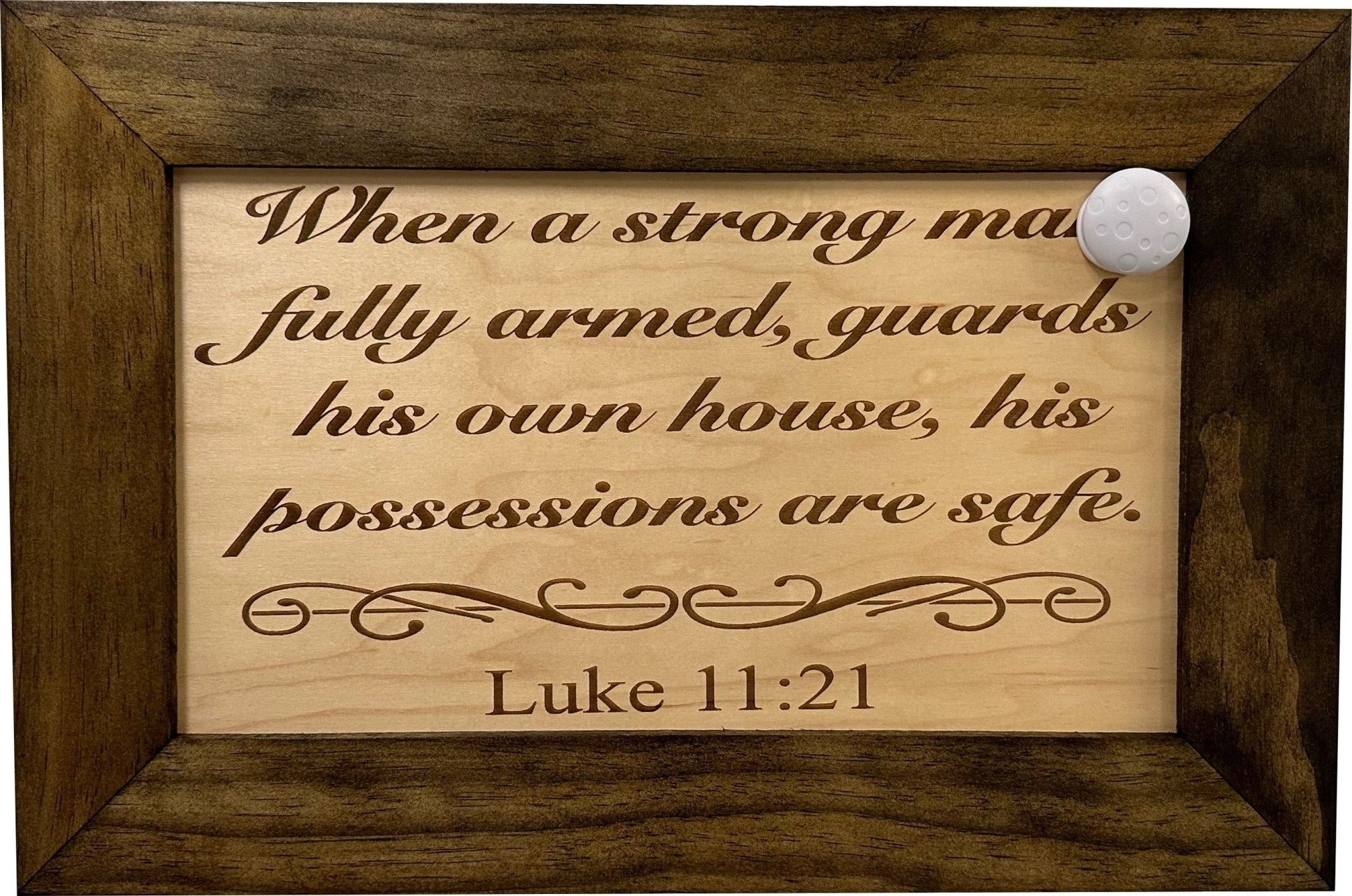 Bellewood Designs - Wood Gun Cabinet Bible Verse Luke 11:21 Wall Decoration - Hidden Gun Safe To Securely Store Your Gun In Plain Sight by Bellewood Designs - Angler's Pro Tackle & Outdoors