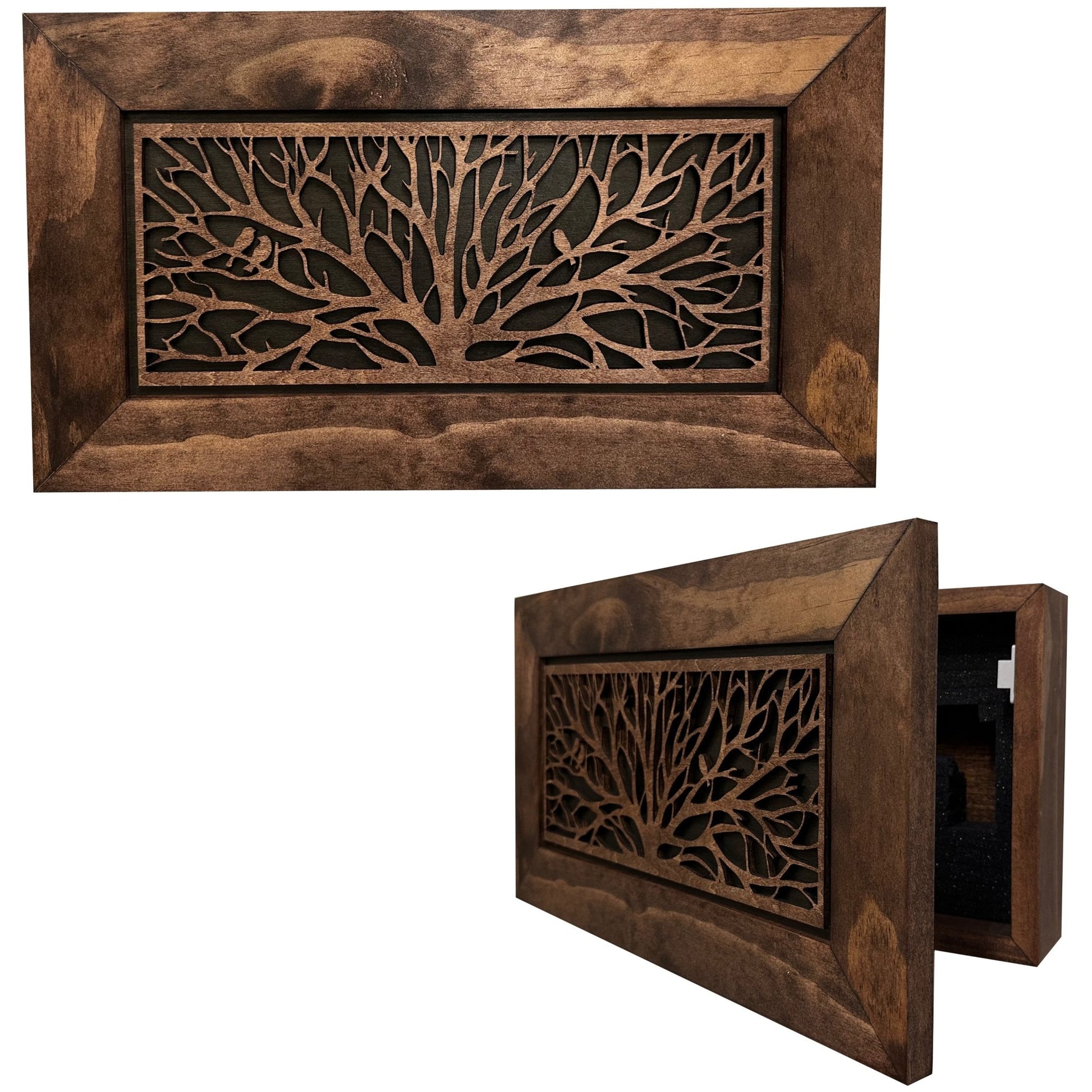 Bellewood Designs - Wood Gun Cabinet Birds In A Tree Wall Decoration - Hidden Gun Safe To Securely Store Your Gun In Plain Sight - Angler's Pro Tackle & Outdoors