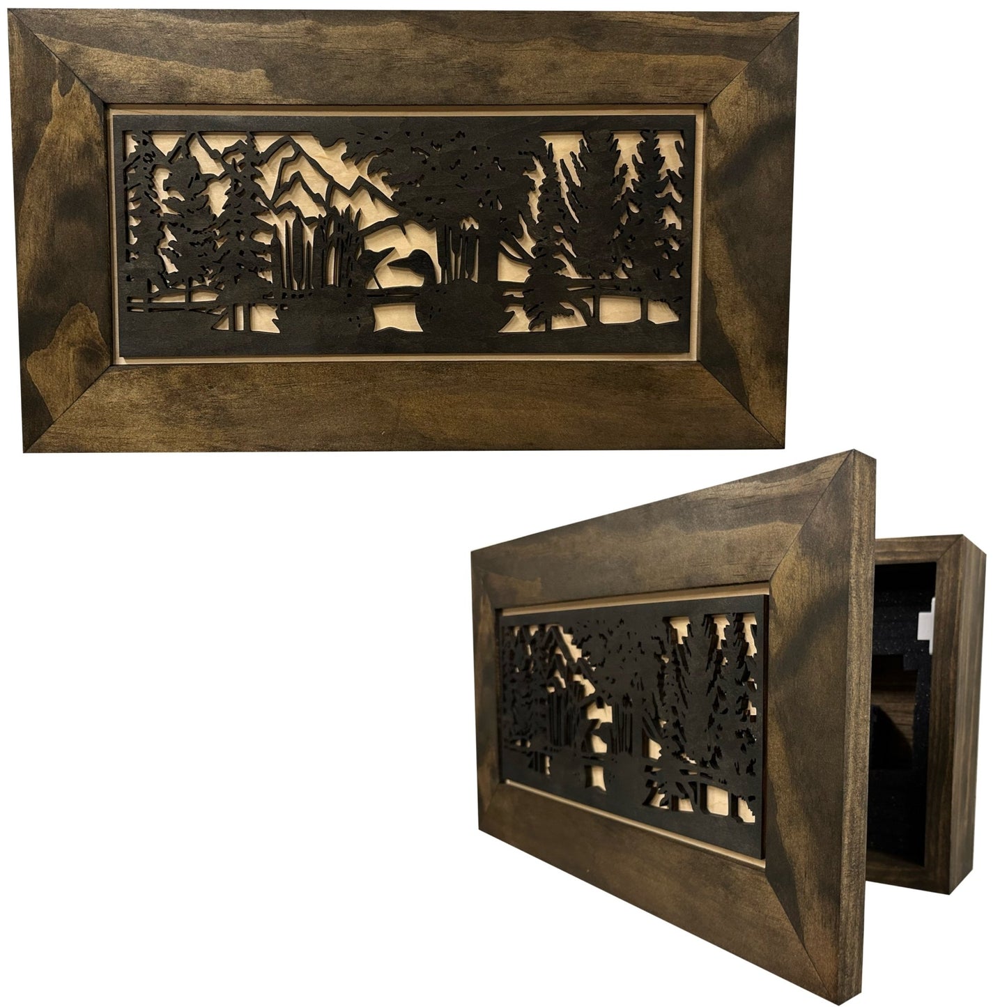 Bellewood Designs - Wood Gun Cabinet Ducks On A Pond Wall Decoration - Hidden Gun Safe To Securely Store Your Gun In Plain Sight by Bellewood Designs - Angler's Pro Tackle & Outdoors