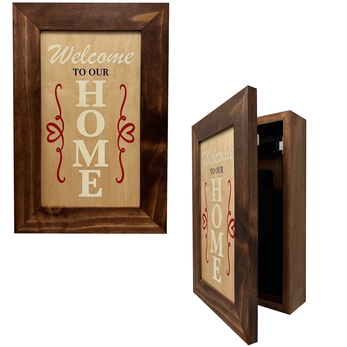 Bellewood Designs - Wood Secure Gun Safe Welcome to our Home Wall Decor (Red Oak) - Angler's Pro Tackle & Outdoors