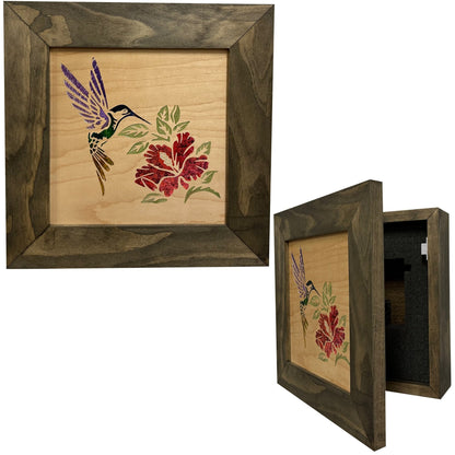 Bellewood Designs - Wooden Gun Safe with Hummingbird and Hibiscus - Angler's Pro Tackle & Outdoors