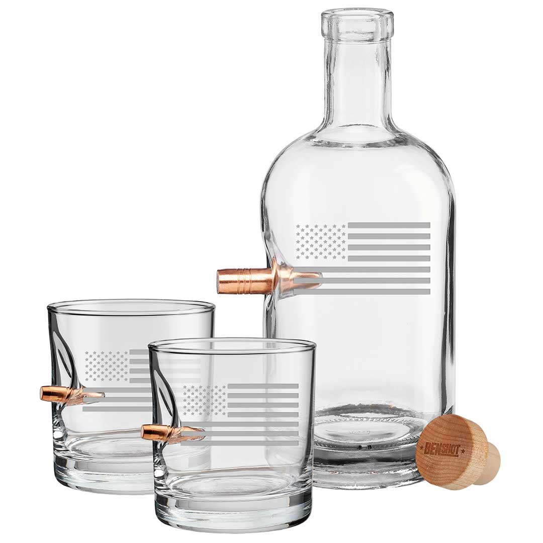 BenShot - US Flag Decanter and Two Rocks Glasses - Angler's Pro Tackle & Outdoors