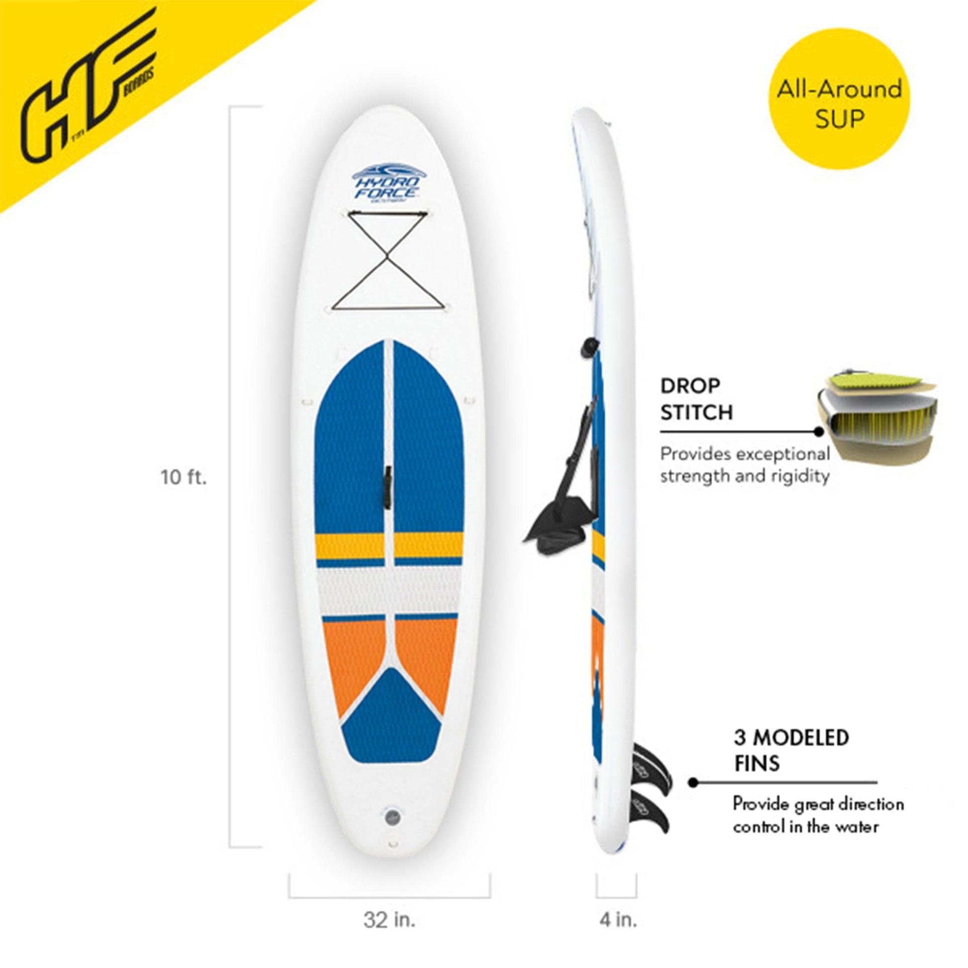 Bestway Hydro - Force White Cap 10' Inflatable Stand Up Paddle Board Kayak Set - Angler's Pro Tackle & Outdoors